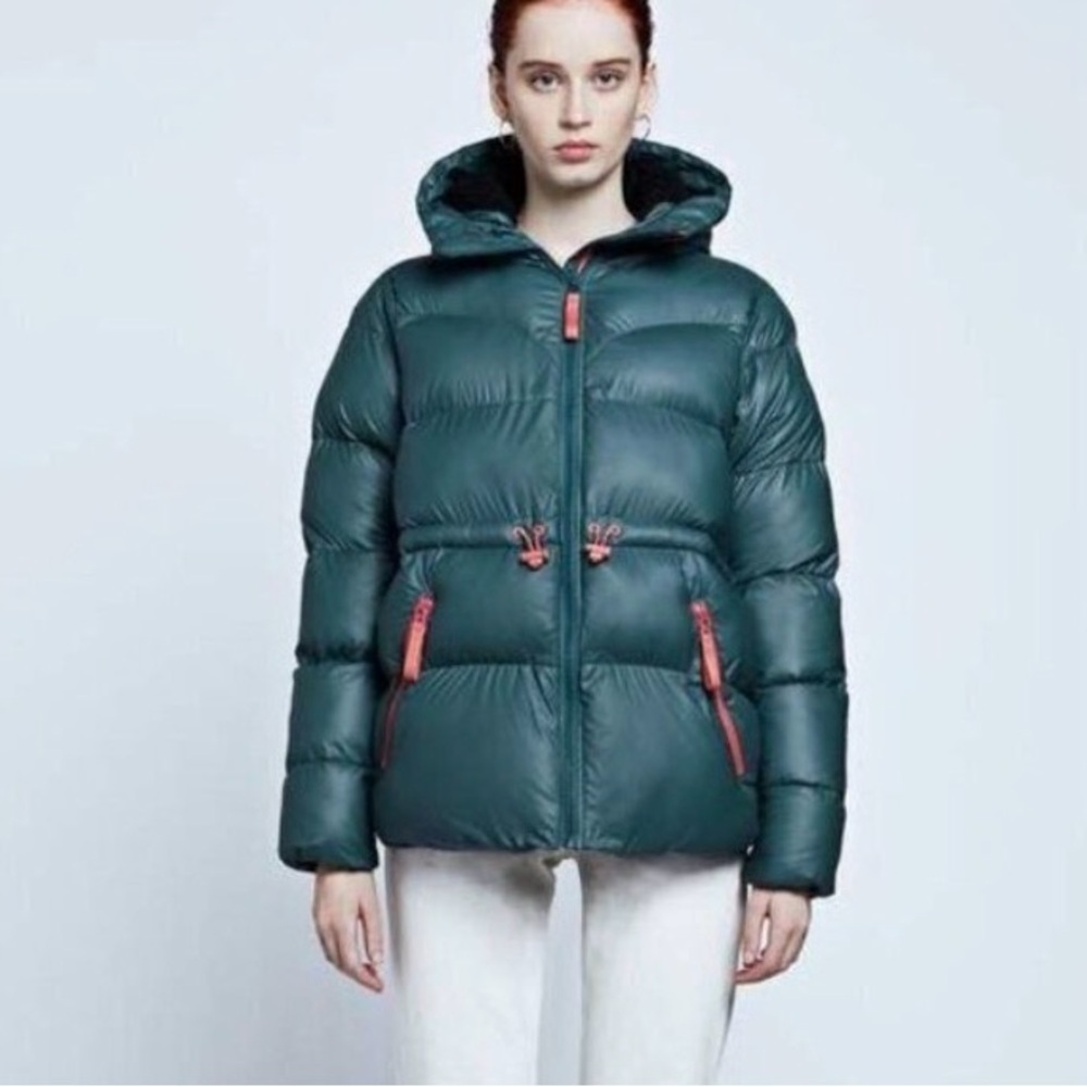 Women's Hunter Teal Puffer Hooded Jacket